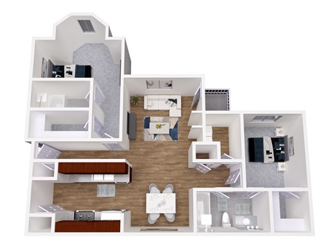 Floor plan for 2 beds, 2 baths, 1320 sqft